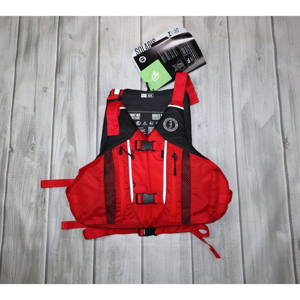 NEW Mustang Survival MS Solaris High Back Adult Kayak PFD Red Life Vest M/L